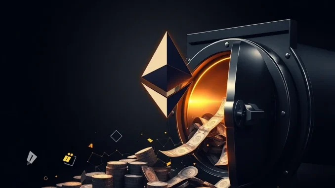 An abstract depiction of a significant Longling Capital ETH withdrawal from Binance, symbolizing a major crypto investment move.