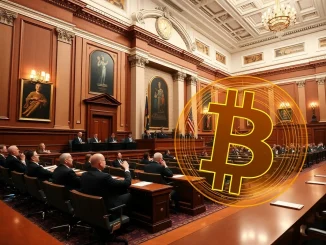 Massachusetts finance committee members discussing the state Bitcoin bill during a legislative hearing, symbolizing digital asset integration.