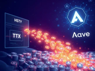 Visualizing a significant 1 billion USDT transfer from HTX to Aave, highlighting the impact of a major crypto whale transaction.