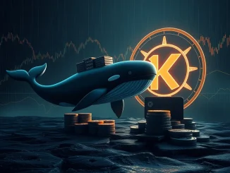 Illustrates a massive **USDT transfer** of 200 million dollars from the Kraken exchange to an unknown digital wallet, symbolizing significant crypto market activity.