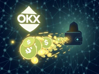 Illustrative representation of a massive USDT transfer from OKX exchange to an unknown wallet, highlighting the significance of the crypto whale transaction.