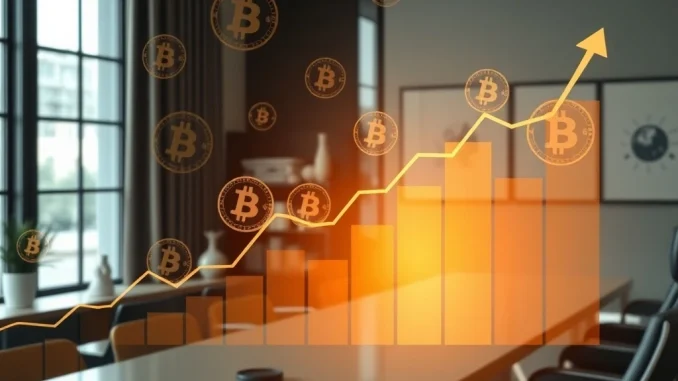 Melanion Capital executives strategizing Bitcoin investment with digital charts, representing institutional adoption of digital assets.