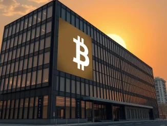 Metaplanet's corporate building reflecting a Bitcoin symbol, symbolizing its ambitious Metaplanet Bitcoin acquisition plan.