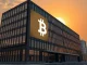 Metaplanet's corporate building reflecting a Bitcoin symbol, symbolizing its ambitious Metaplanet Bitcoin acquisition plan.