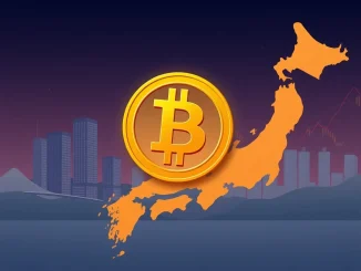 Illustrative image showing a Bitcoin symbol over a map of Japan, representing Nakamoto Holdings' investment in Metaplanet Bitcoin.