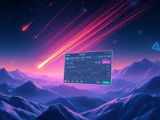 Meteora MET TGE launch event graphic showing the MET token symbol against a Solana blockchain background, signifying a new era for the DEX.