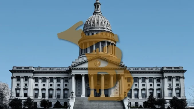 Michigan State Capitol with Bitcoin symbol, representing the state's legislative move to approve the **Michigan Bitcoin bill** for crypto investment.
