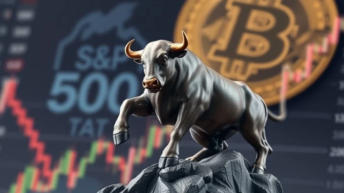 A chart illustrating MicroStrategy (MSTR) stock growth, symbolizing the impact of Benchmark's Buy rating and S&P 500 inclusion potential.