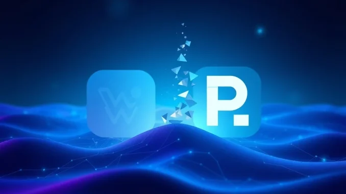 An illustration showing the Mirror logo dissolving into the Paragraph logo, symbolizing the Mirror shutdown and its integration into Paragraph, a Web3 content platform.