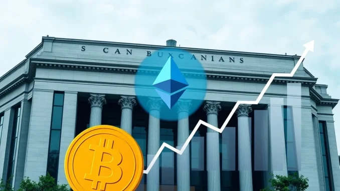 Mogu Inc. stock ticker alongside Bitcoin, Ethereum, and Solana logos, illustrating their $20M crypto investment strategy.