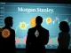 Morgan Stanley executives strategizing around a screen displaying crypto asset allocation data, symbolizing significant institutional crypto investment.