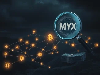 Visualizing a network of connected cryptocurrency wallets and large sums of money, representing the MYX airdrop insider trading allegations.
