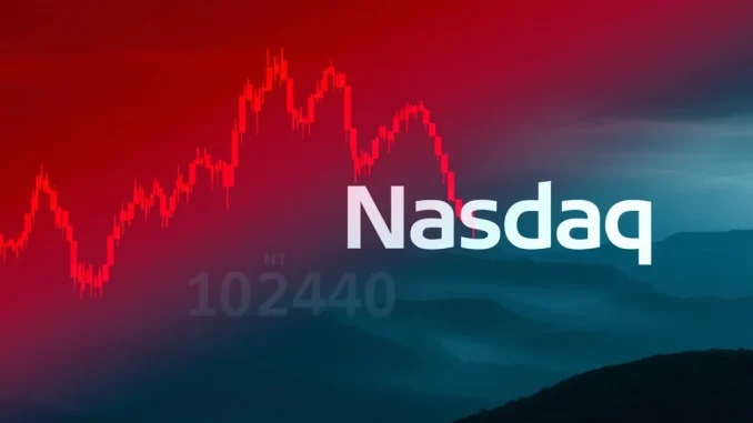A downward-trending graph symbolizing a Nasdaq decline during intraday trading, reflecting stock market performance and investor concerns.