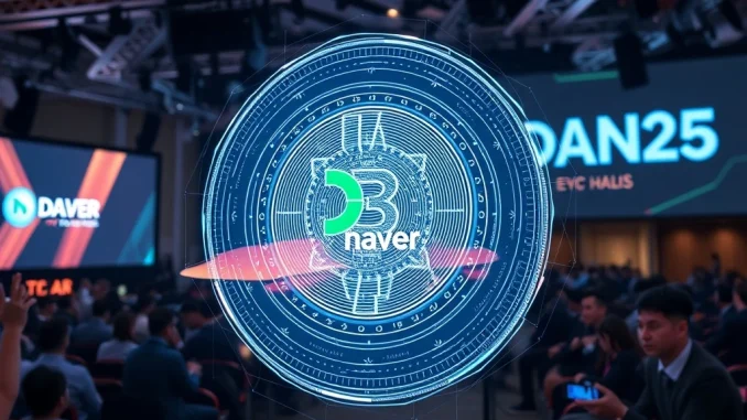A digital representation of the Naver stablecoin, symbolizing the company's ambitious crypto plans at the DAN25 conference.
