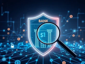 NYDFS blockchain analytics mandate depicted by digital security protecting financial institutions and virtual currency transactions.