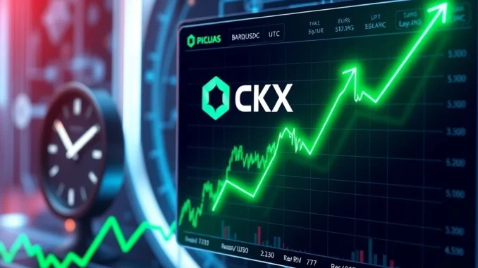 OKX BARD listing on a digital trading screen, highlighting the BARD/USDC spot pair and new crypto exchange listings.