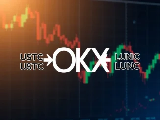 Visualizing the OKX delisting of USTC and LUNC perpetual futures, highlighting the critical impact on traders.