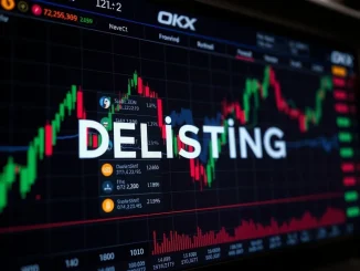 Visual representation of OKX delisting seven perpetual futures pairs, indicating the removal of trading options.