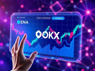 OKX perpetual futures trading interface showing ENA and PENDLE charts, symbolizing new high-leverage crypto trading opportunities.