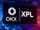 Visualizing the **OKX XPL listing** event, showing the OKX and XPL logos merging with dynamic trading data, representing the new crypto trading pair.