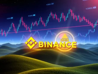 Binance interface displaying **OPEN perpetual futures** trading with leverage options, signaling new opportunities for crypto traders.