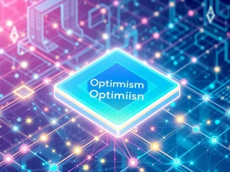 A visual representation of the Optimism Superchain upgrade, showing interconnected blockchain layers enhancing Ethereum Layer 2 scalability and performance.
