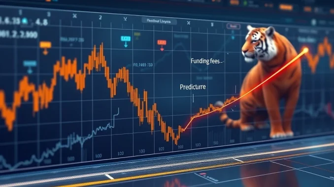 A visual representation of Pendle Boros converting volatile crypto funding fees into a stable, predictable returns stream, with charts showing financial stability.