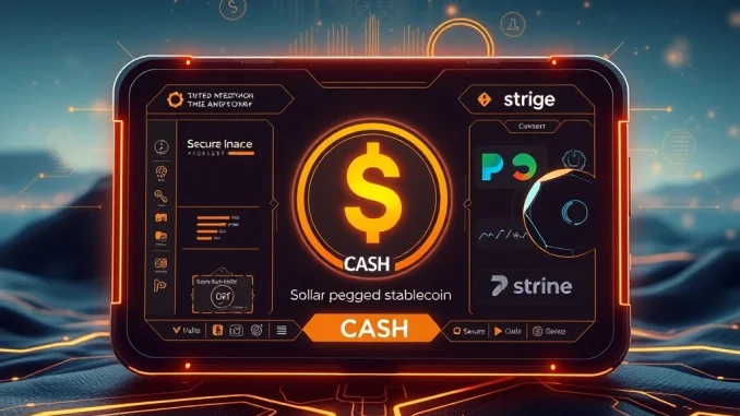 Phantom stablecoin CASH logo displayed on a digital wallet interface, representing secure and accessible crypto payments on the Solana wallet platform.