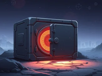 A symbolic depiction of Pixel Vault's challenges, as a once-funded NFT platform transitions and seeks acquisition.