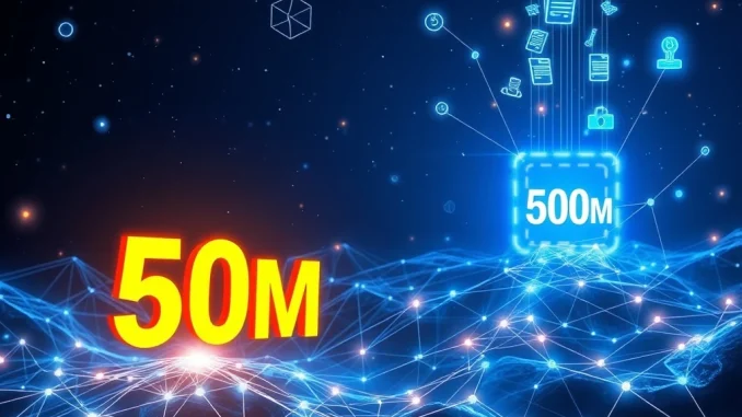 Visualizing the pivotal $50M DeFi investment by ACRDX into Plume, symbolizing the growth of tokenized credit on the blockchain.