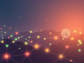 Visual representation of the Polygon network experiencing temporary transaction delays, with data flow resuming smoothly after a quick resolution, highlighting blockchain performance.