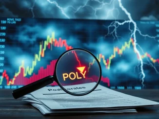 Chart showing a dramatic POLYX price drop, symbolizing crypto market volatility and regulatory challenges for digital asset compliance.