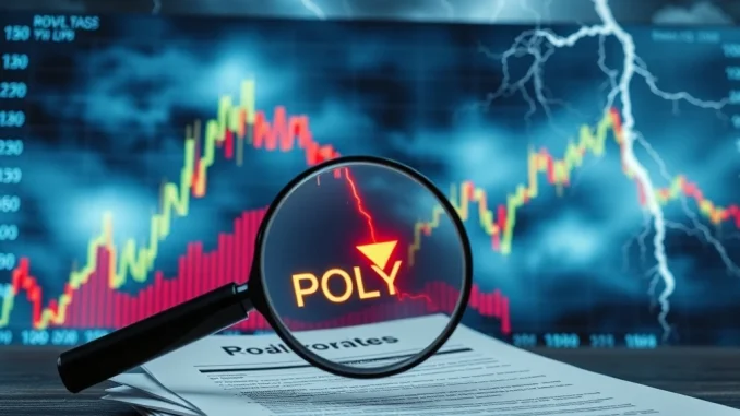 Chart showing a dramatic POLYX price drop, symbolizing crypto market volatility and regulatory challenges for digital asset compliance.
