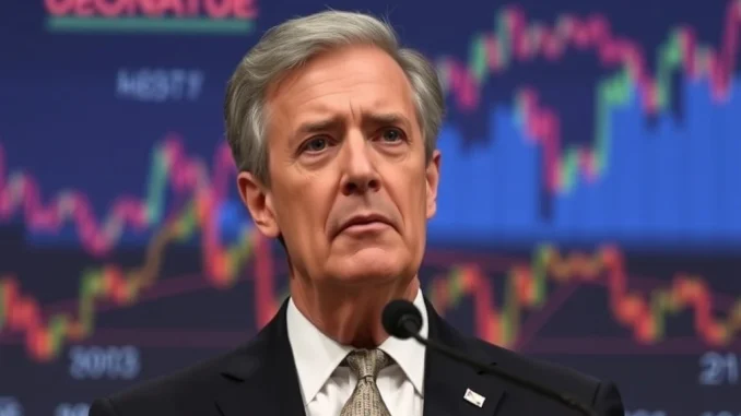 Jerome Powell, Federal Reserve Chair, delivering a speech on the rising unemployment rate and persistent inflation, conveying a cautious economic outlook.