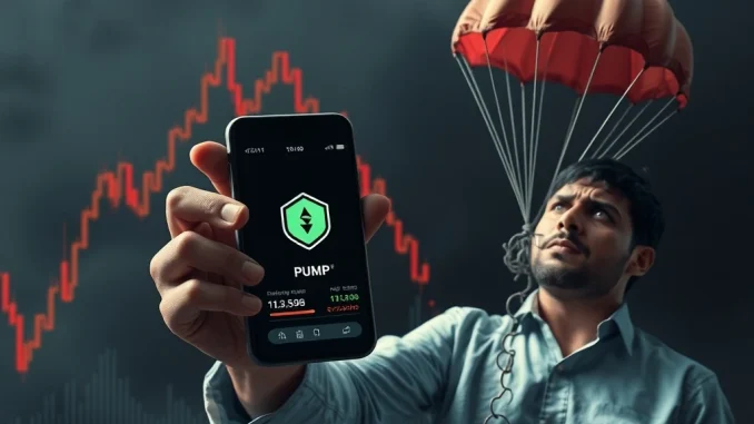 PUMP Token's Shocking Plunge: Airdrop Delay Triggers Devastating Losses for Early Investors PUMP token price chart crashing, representing the devastating losses for early investors due to the airdrop delay.