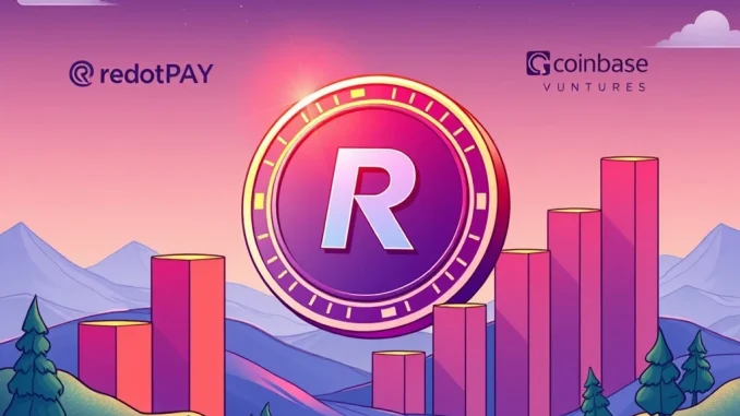 RedotPay's logo prominently displayed amidst digital growth charts, symbolizing its $47M funding round and new unicorn status in stablecoin payments.
