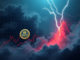 A downward-trending graph representing the sharp RESOLV price drop amidst crypto market volatility, highlighting investor caution.