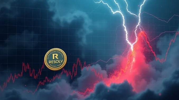 A downward-trending graph representing the sharp RESOLV price drop amidst crypto market volatility, highlighting investor caution.