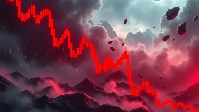 A dramatic chart showing a steep RESOLV price plunge, symbolizing extreme digital asset volatility in a crypto market correction.