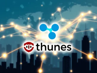 Visualizing the strategic Ripple partnership with Thunes, demonstrating enhanced cross-border payments powered by blockchain technology.