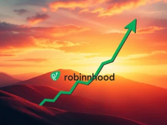 A financial chart with an upward trend, representing Robinhood's stock performance and Bernstein's optimistic $160 price target.