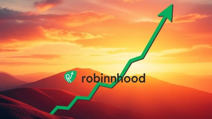 A financial chart with an upward trend, representing Robinhood's stock performance and Bernstein's optimistic $160 price target.