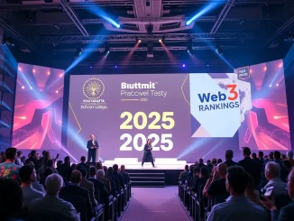 RootData's Silicon Valley summit stage, highlighting the anticipation for the 2025 Web3 rankings announcement.