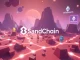 Visual representation of SandChain, The Sandbox's new Ethereum L2, showing digital assets flowing through a fast blockchain network, empowering on-chain creators.