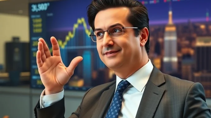 Anthony Scaramucci confidently discussing his $150K BTC price target amidst a dynamic cryptocurrency market backdrop.