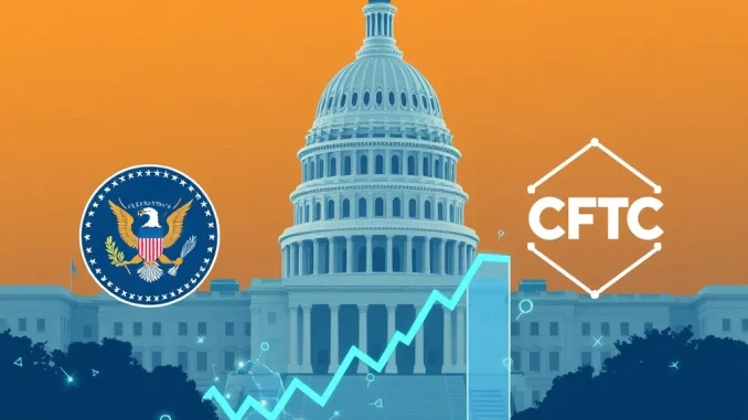 Crypto Regulation: Historic SEC and CFTC Meeting Promises Clarity for Digital Assets Illustrates the **SEC CFTC meeting** on **crypto regulation**, symbolizing a crucial step towards defining the future of **US crypto market** oversight.