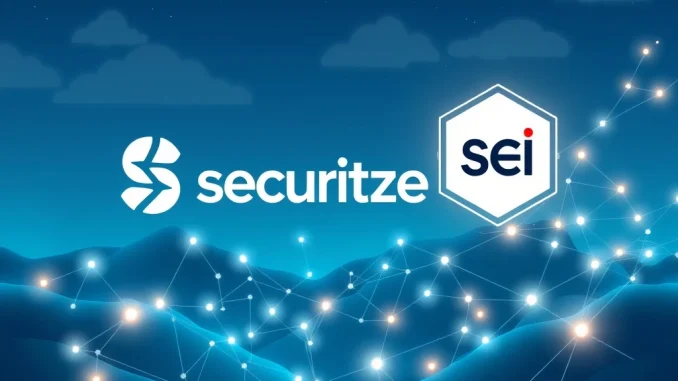 Securitize's ACRED tokenized private equity fund expanding to the Sei network, symbolizing digital asset innovation.