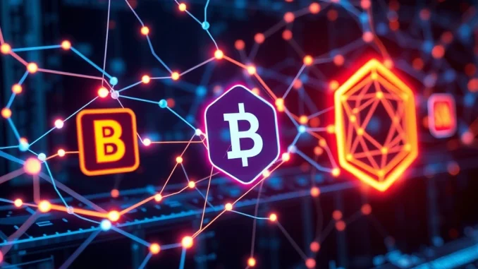 Sentient's Open AGI Network connecting various blockchains, symbolizing the future of decentralized AI.