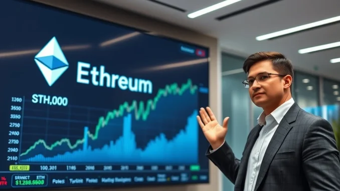 Sharplink Gaming's strategic Ethereum investment decision, symbolized by a digital ETH chart and corporate finance.