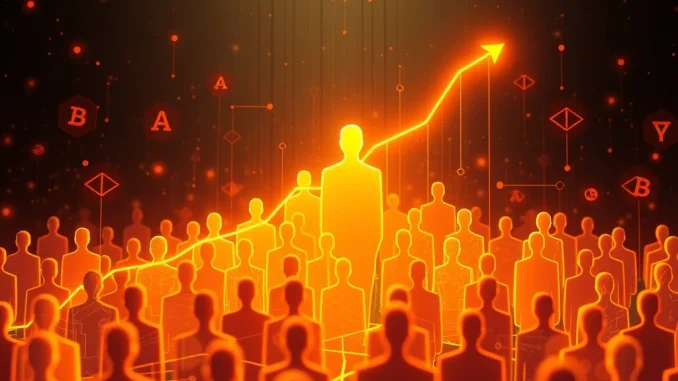 A digital graphic illustrating the explosive user growth of SIGN's Orange Dynasty app, connecting a decentralized community.